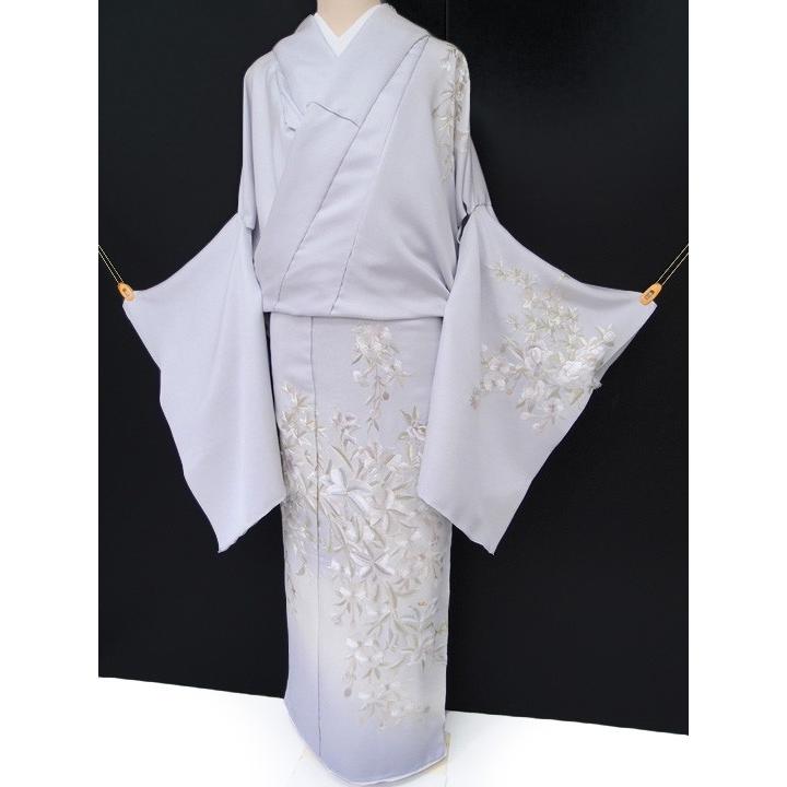 訪問着 手刺繍 正絹 豪華 ユリ 桜 フォーマル 結婚式 入学式 卒業式 