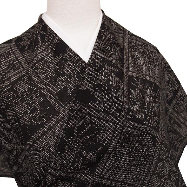 夏物 越後 夏結城 着物 紬 単衣 十日町 越後夏結城物語 100亀甲 着尺