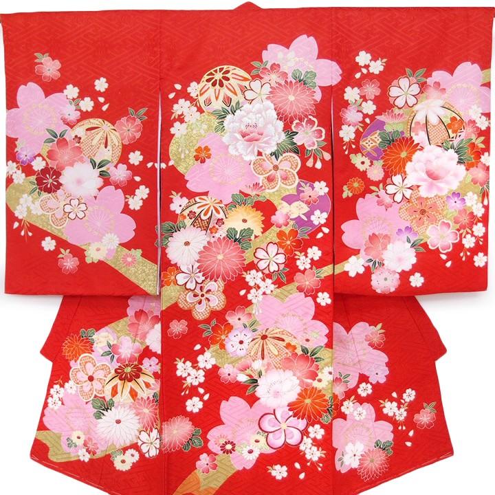 お宮参り 賃借 産着 乳呑み子 うしろ帯 お召しもの 赤 サクラ色 桜 鞠 貸お召しもの 祝着 正絹 御膳上等品 友禅 刺しゅう 名文 かぶり笠 よ静止掛 往復貨物輸送無料 omiyag0029 ベビー、子ども服-年中行事用品、七五三