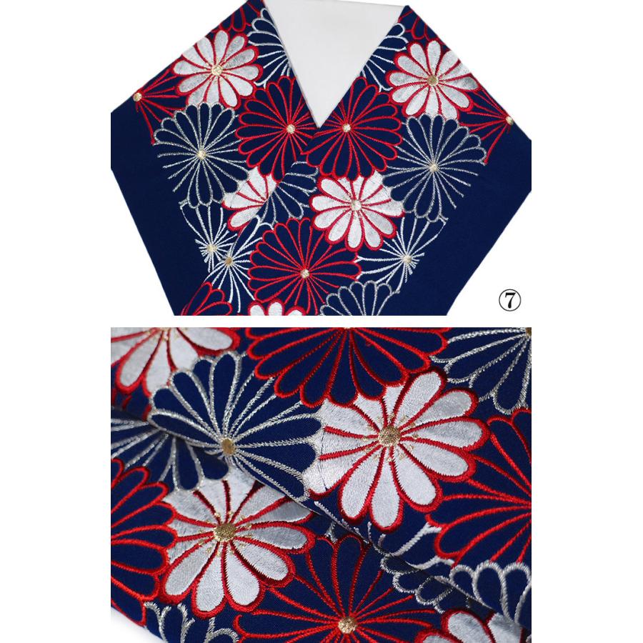 半襟 刺繍 半衿 振袖 成人式 菊詰め 菊花 花 日本製 白 金 赤 橙 黒 紫 臙脂 藍 黒 レディース 卒業式 袴 シルエリー s767 Si｜roman-kimono｜08