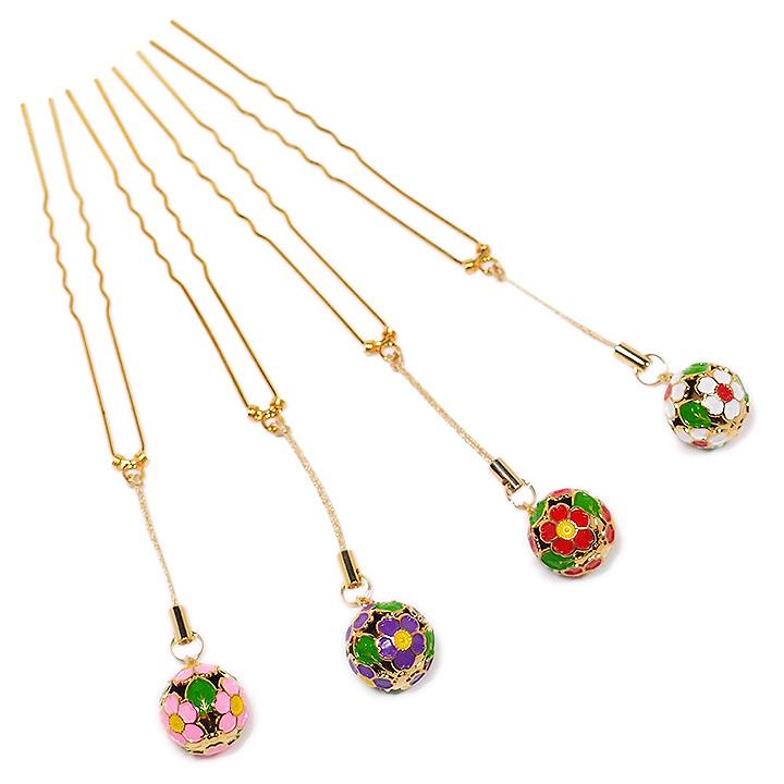 かんざし 簪 髪飾り 根付 鈴 桜 金 白 ピンク 赤 紫 日本製 むすびの カジュアル 小紋 紬 浴衣 お洒落 可愛い T956 Si T956 ロマン着物みやがわヤフーショップ 通販 Yahoo ショッピング