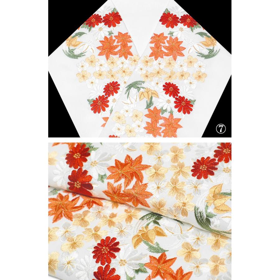 半襟 刺繍 半衿 振袖 成人式 桜 菊 楓 菖蒲 花の丸 日本製 京都 白 金