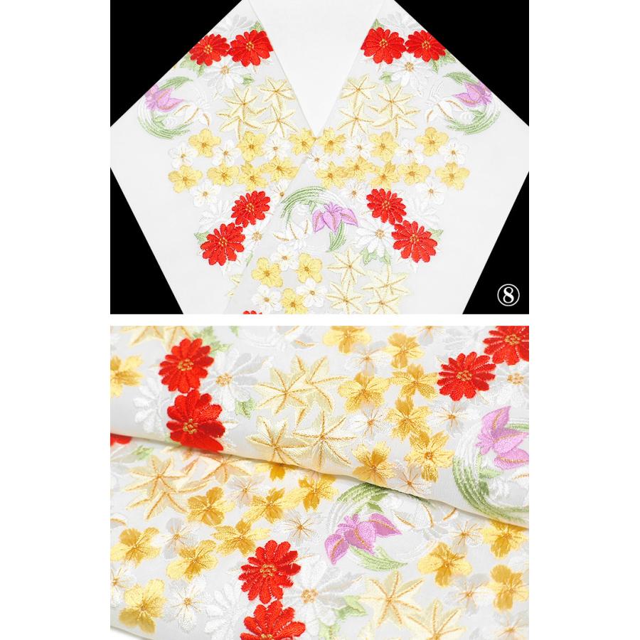 半襟 刺繍 半衿 振袖 成人式 桜 菊 楓 菖蒲 花の丸 日本製 京都 白 金