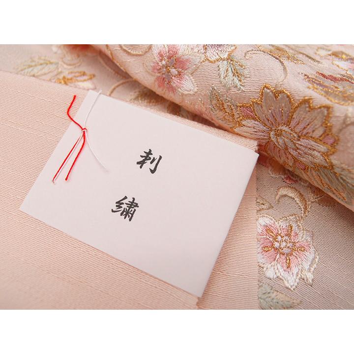 半衿 半襟 正絹 刺繍 花唐草 ピンクベージュ フォーマル 振袖 成人式 