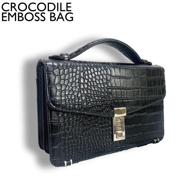 父の日 ギフト プレゼント セカンドバッグ メンズ ダイヤル式 クロコ調
