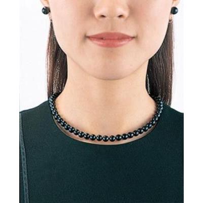 慶弔両方に使える 天然 黒珊瑚 ネックレス イヤリング セット 日本製