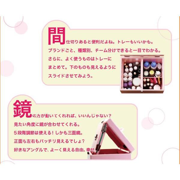 メイクボックス コスメボックス 三面鏡付き 木製 持ち運べる 可愛い色