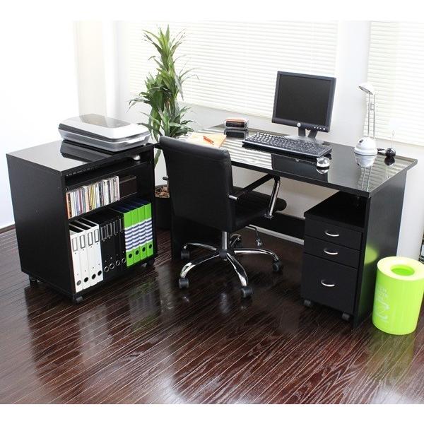 年最新海外 パソコンデスク3点セット 鏡面仕上げ W1 60cm 黒 ダブルデスク Pcデスク 書斎 木製机 日本製 再再販 Www Thedailyspud Com