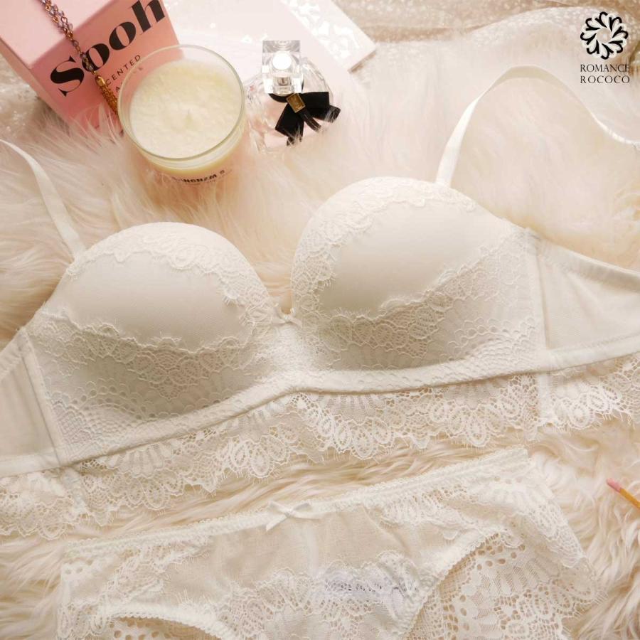 ラドーレ L'adoore ふっくらデコルテ ノンワイヤー ブラショーツセット ブラセット  ワイヤレスストラップレス モテ セクシー 透け レース下着 セット |  | 08