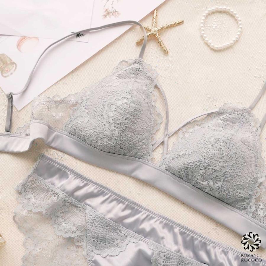 メール便可 ラドーレ L'adoore マットサテン 軽やか 三角 ブラレット ノンワイヤー ブラショーツセット ワイヤレス ノーワイヤー ブラセット セクシー レース |  | 04