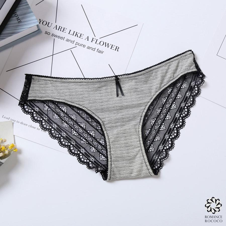 メール便可 ピンクディア PINK DEAR コットン レース ボーダー ショーツ ノーマル 綿 |  | 01