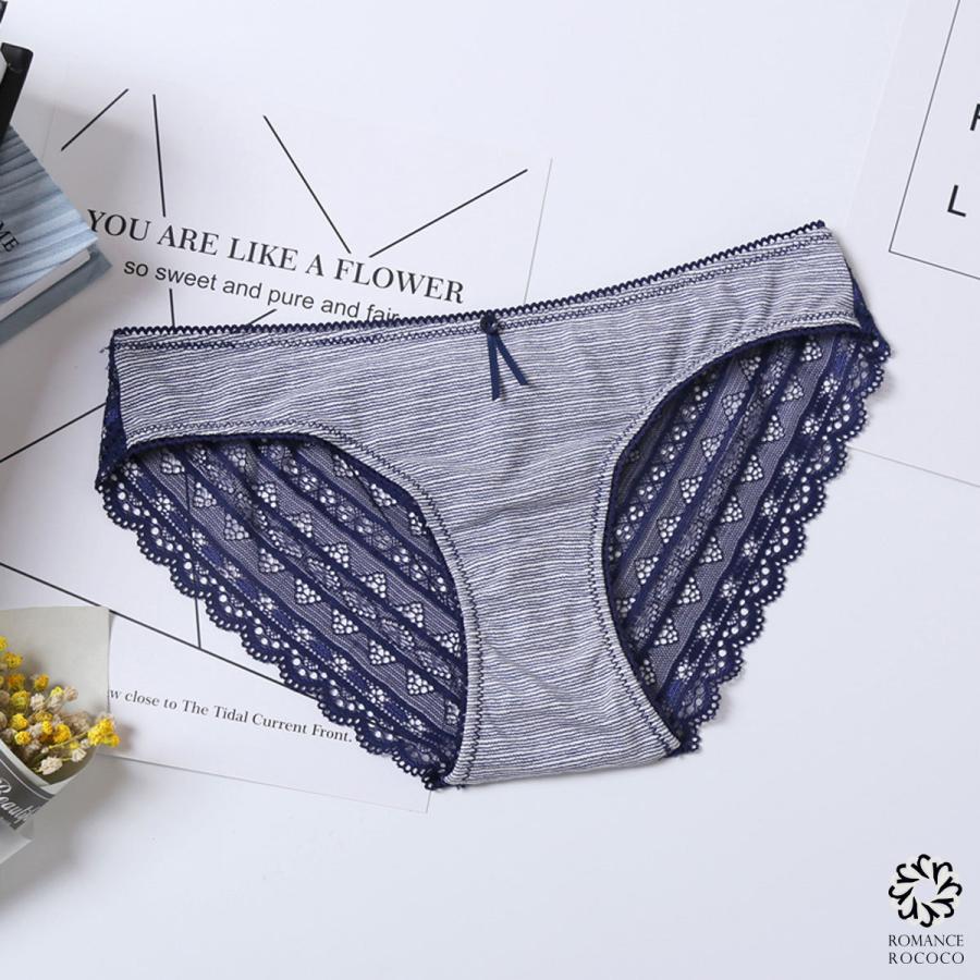 メール便可 ピンクディア PINK DEAR コットン レース ボーダー ショーツ ノーマル 綿 |  | 02