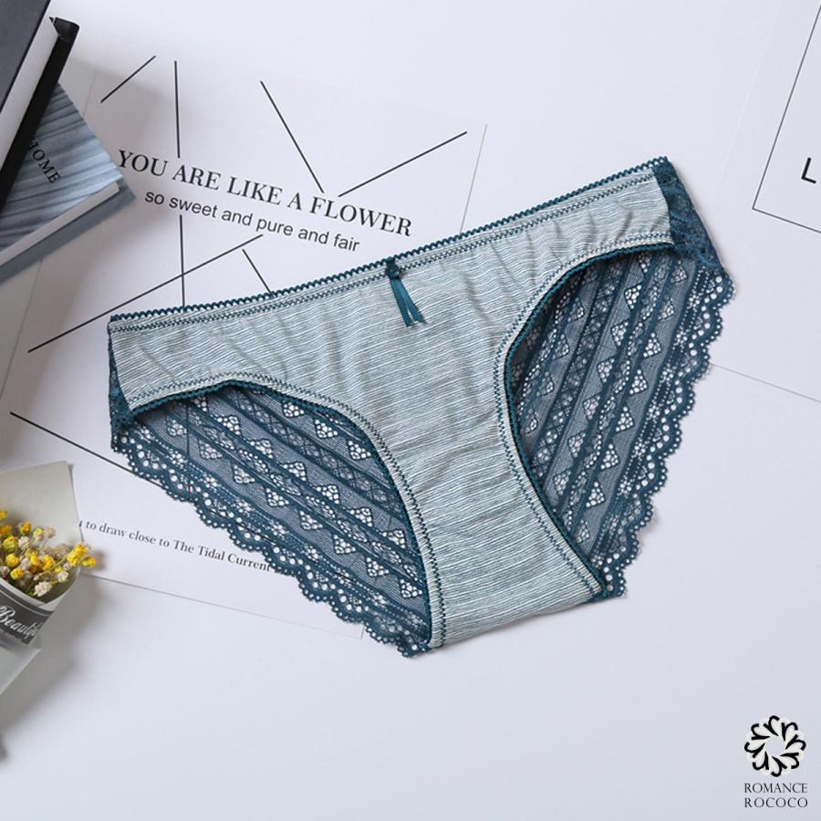 メール便可 ピンクディア PINK DEAR コットン レース ボーダー ショーツ ノーマル 綿 |  | 03