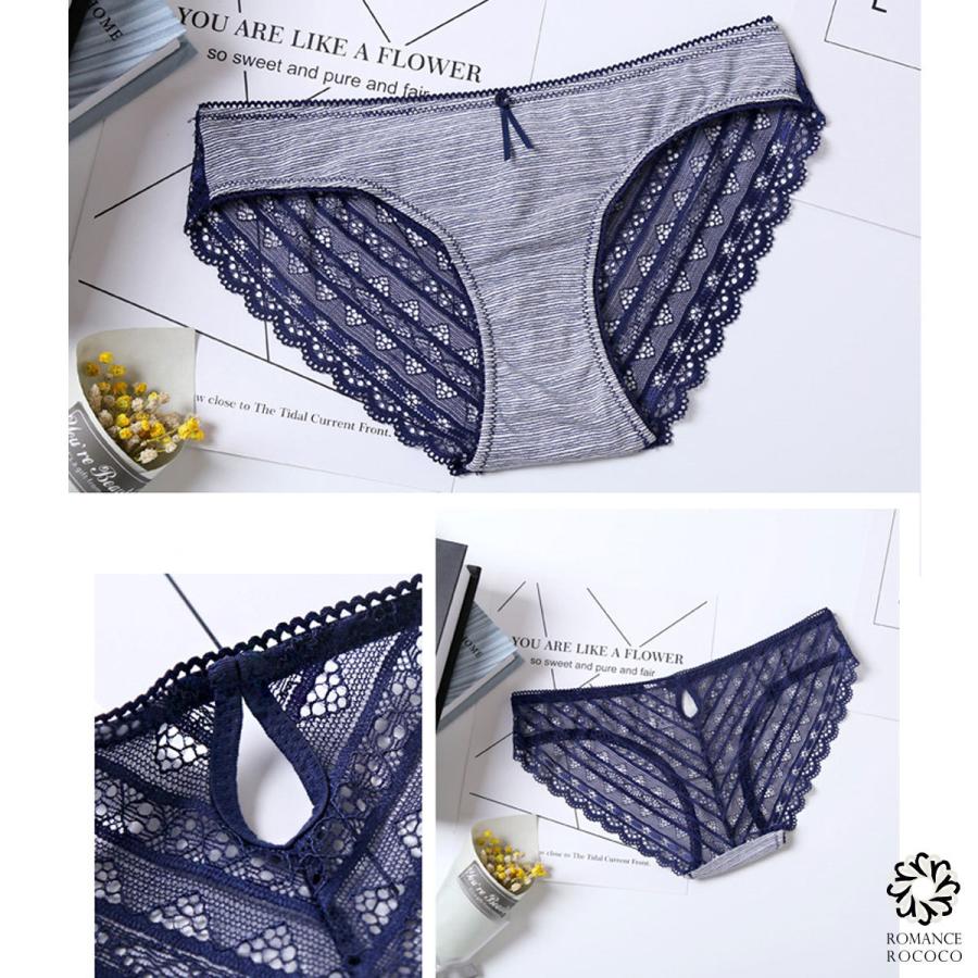 メール便可 ピンクディア PINK DEAR コットン レース ボーダー ショーツ ノーマル 綿 |  | 08