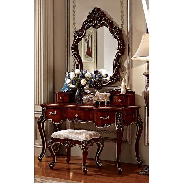 姫系ロココ調彫刻付きドレッサー＆スツール