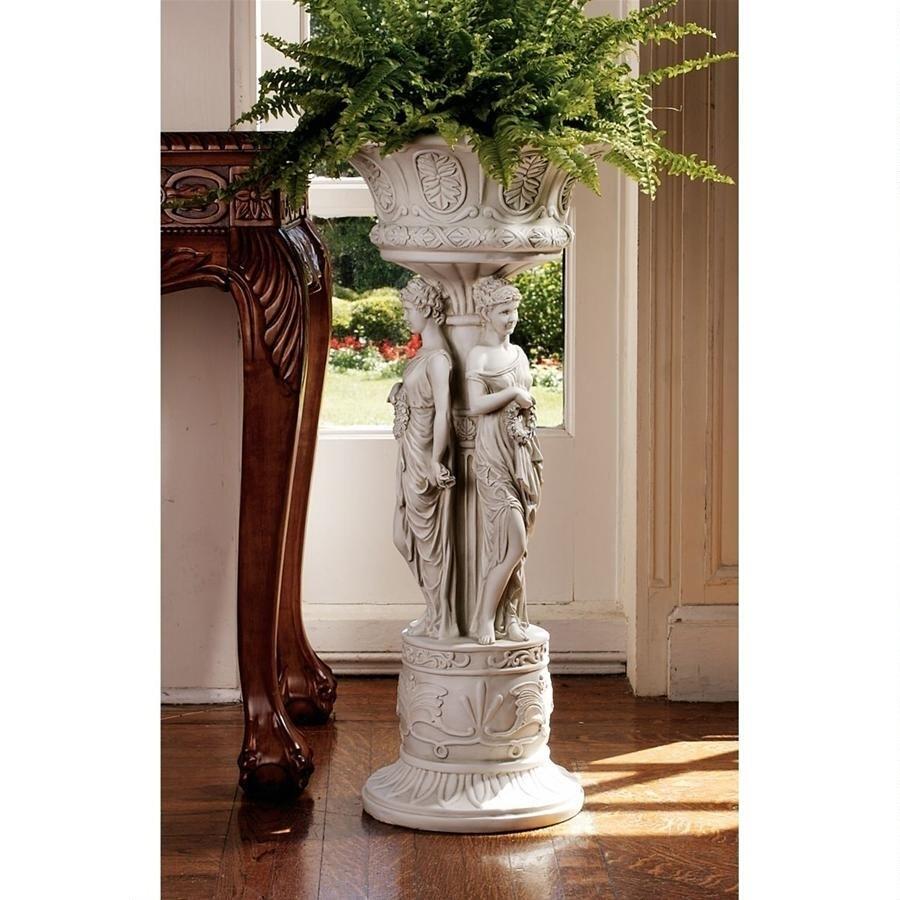 チャッツワースマナー（荘園)彫刻 新古典主義女性像柱の西洋彫刻 花台台座付き 壺（鉢）ディスプレイ飾り（輸入品