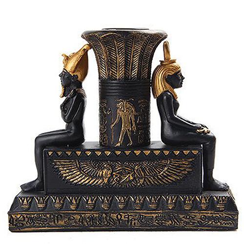 古代エジプト・アラブ共和国刻みつける イシスとオシ木鼠が描かれた蝋燭保持者塑像群/ 金字塔 ファラオ(インポート品 美術、工芸品-楽器、手芸、コレクション