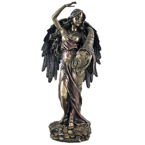 運命の女神フォルトゥナ ブロンズ風彫像/ タロットの運命の輪 運命を操る舵/幸福が満ちることのない底の抜けた壺（輸入品 | 