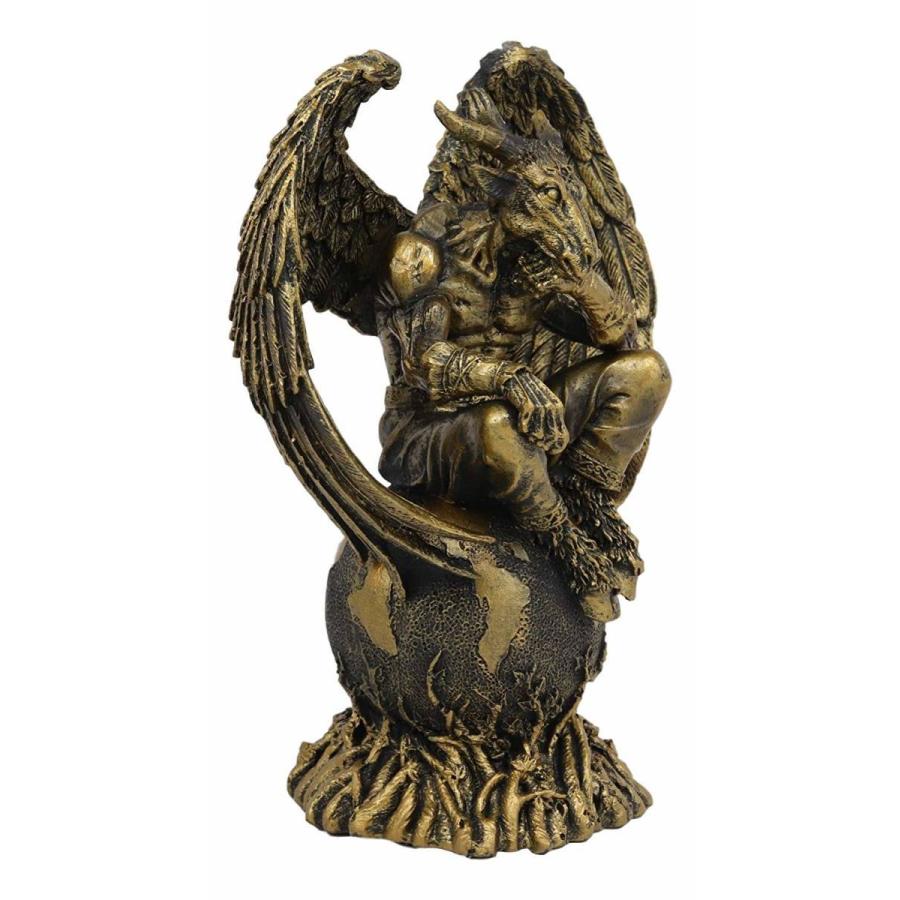 西洋彫刻 地球の上に座っている山羊の頭のバフォメット彫像/五芒星