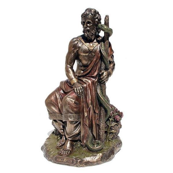 アスクレピオスの杖を持った医学の神 アウクレピオス ブロンズ風彫刻 彫像/ 医師免許 病院（輸入品 | 