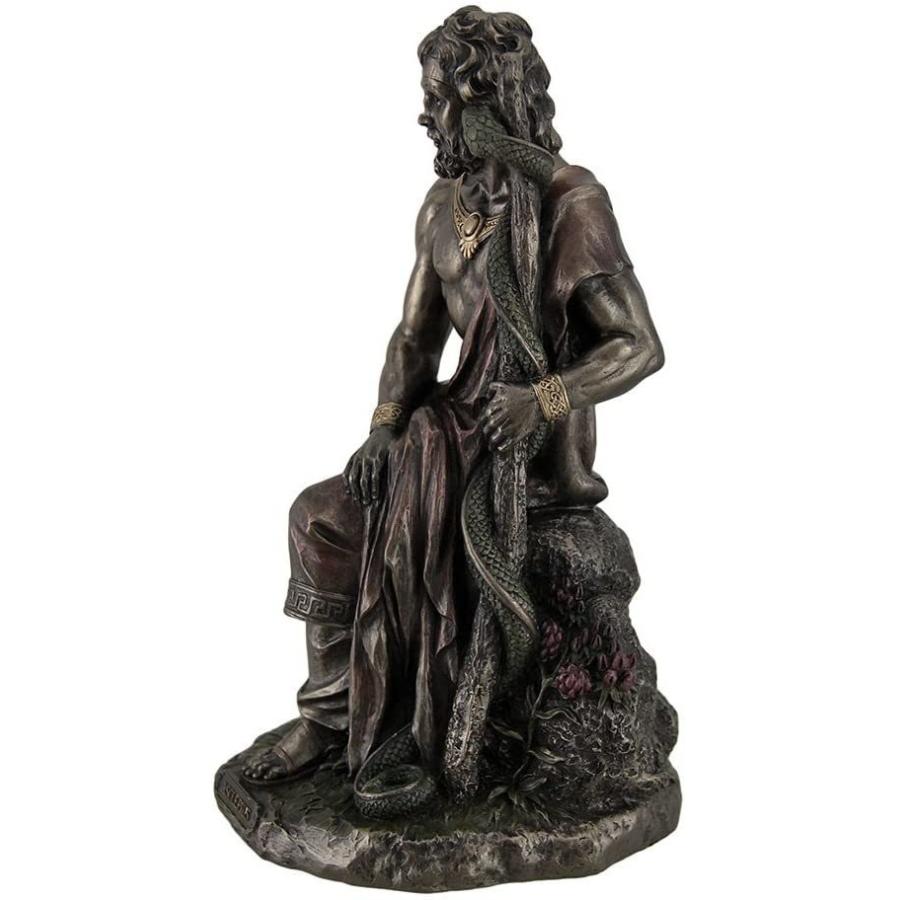 アスクレピオスの杖を持った医学の神 アウクレピオス ブロンズ風彫刻