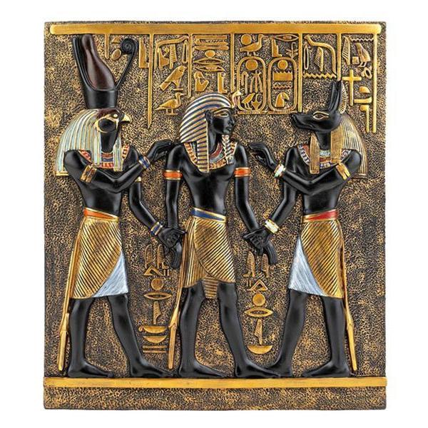 ホルス神 とアヌビス神の間に立つラムセス1世の壁画彫刻 彫像/ カイロ エジプト ピラミッド 神殿 王宮（輸入品 | 