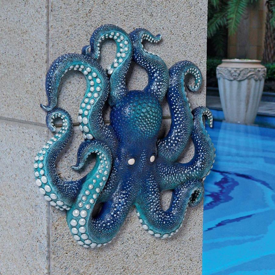 サンゴ礁の青い(毒蛸)タコ壁彫刻 彫像/ 水族館 ビーチカフェ パブ 魚屋 釣り宿 フィッシング（輸入品） :0n0221:浪漫堂ショップ