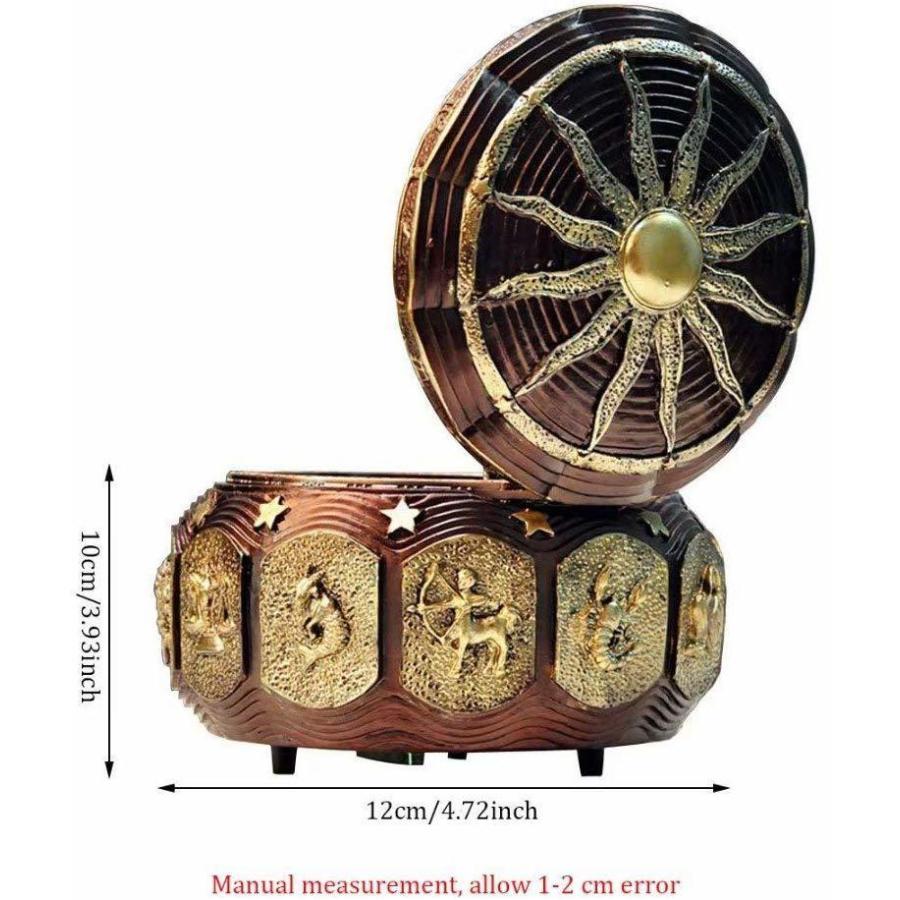 LEDライトがきらめく、12座の星座の女神が回転する、ビンテージ風