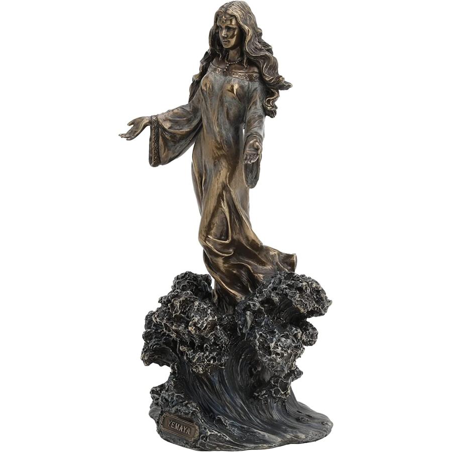 西洋彫刻 大洋の波の上に立つイェマヤ神 Yemaya （アフリカの万物の母 海の神 海の女神彫像 贈り物(輸入品)