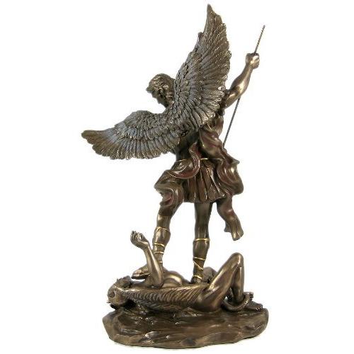守護天使 大天使聖ミカエル ブロンズ風 彫像 彫刻/ カトリック教会