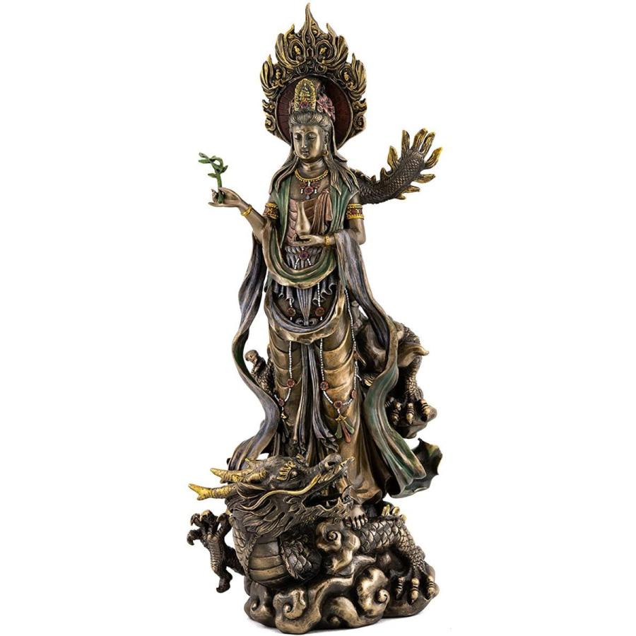 慈悲を持って救いの手を差し伸べる、騎龍観音菩薩 -ブロンズ風 彫像 彫刻 厄除け(輸入品) | 