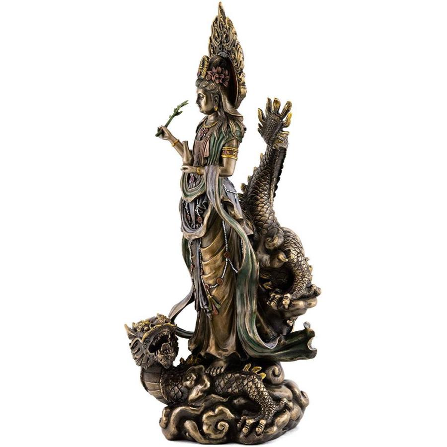 慈悲を持って救いの手を差し伸べる、騎龍観音菩薩 -ブロンズ風 彫像 彫刻 厄除け(輸入品) |  | 01
