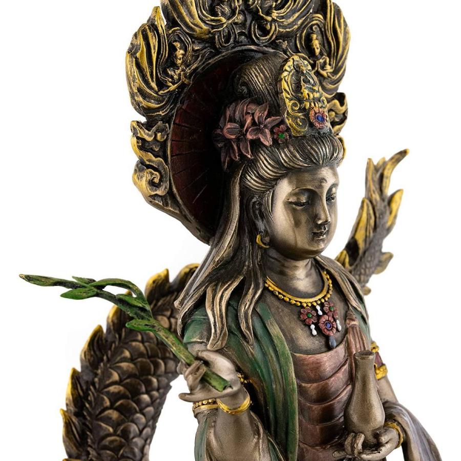 慈悲を持って救いの手を差し伸べる、騎龍観音菩薩 -ブロンズ風 彫像 彫刻 厄除け(輸入品) |  | 04