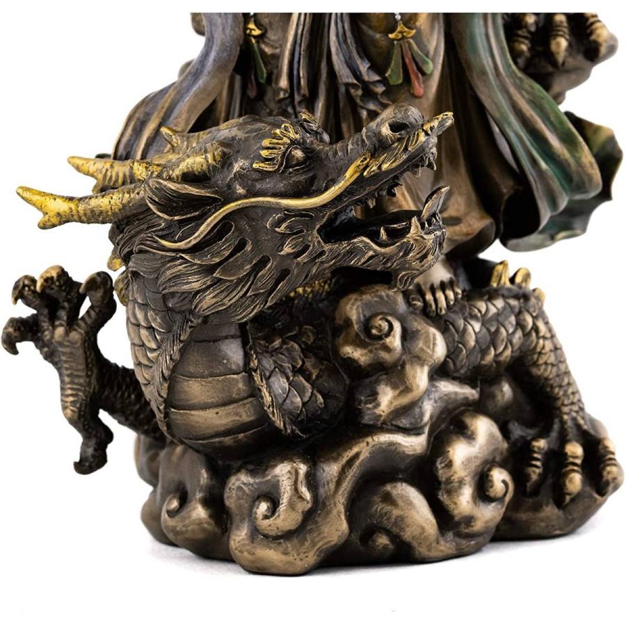 慈悲を持って救いの手を差し伸べる、騎龍観音菩薩 -ブロンズ風 彫像 彫刻 厄除け(輸入品) |  | 05