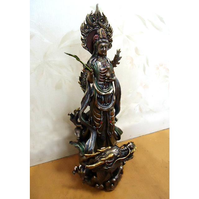 慈悲を持って救いの手を差し伸べる、騎龍観音菩薩 -ブロンズ風 彫像 彫刻 厄除け(輸入品) |  | 07