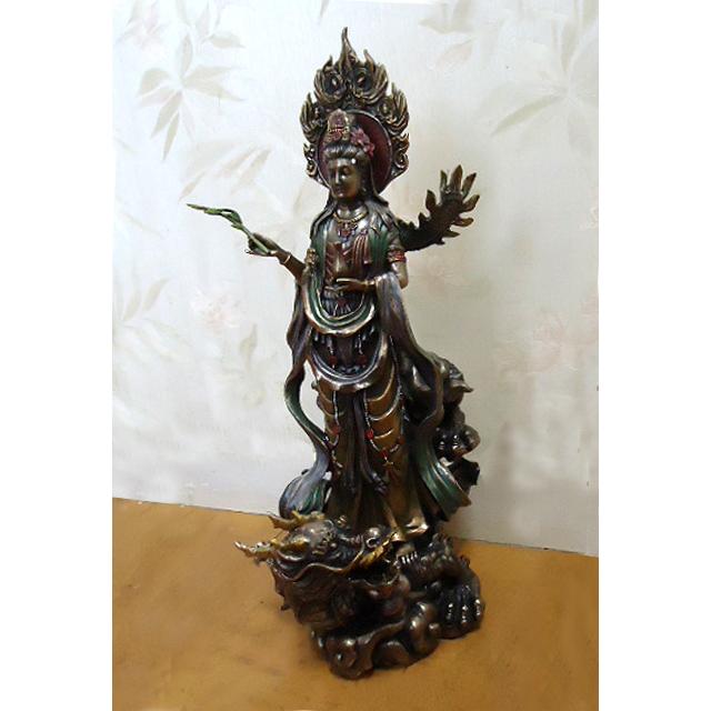 慈悲を持って救いの手を差し伸べる、騎龍観音菩薩 -ブロンズ風 彫像 彫刻 厄除け(輸入品) |  | 08