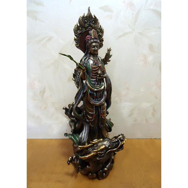 慈悲を持って救いの手を差し伸べる、騎龍観音菩薩 -ブロンズ風 彫像 彫刻 厄除け(輸入品) |  | 09