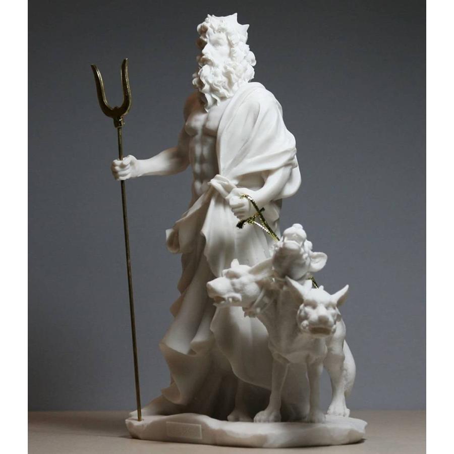 古代ギリシャ神 冥界の神 ケルベロスを連れた、ハデス（ハーデス） 大理石風 アラバスター像の彫刻 彫像（輸入品）｜romando｜03