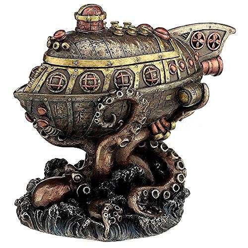 潜水艦（サブマリン）対 タコ（蛸）の小物箱 スチームパンク調 彫像