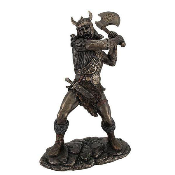 西洋彫刻 斧を持ったバイキング（ヴァイキング）戦士 ブロンズ風彫像