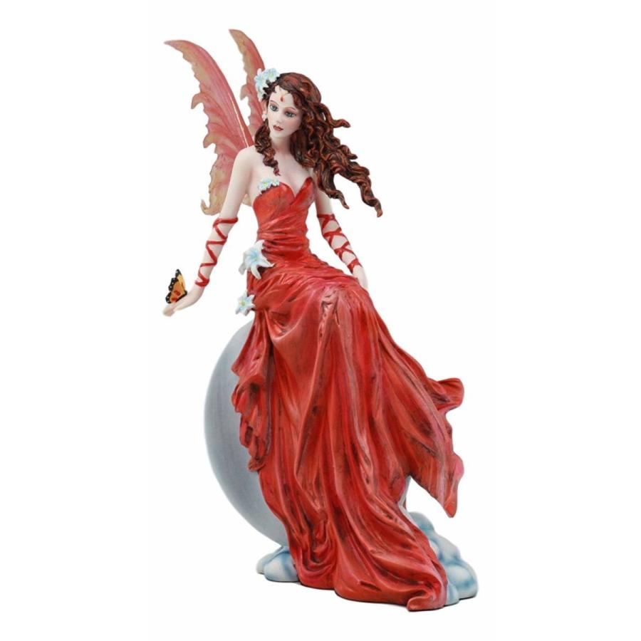 100 正規品 天体の月明かりの深紅色のロマンス レッドガウンを着たリリーウェディングフェアリー 妖精 装飾神話ファンタジーフィギュア彫像 輸入品 洋風 Labelians Fr