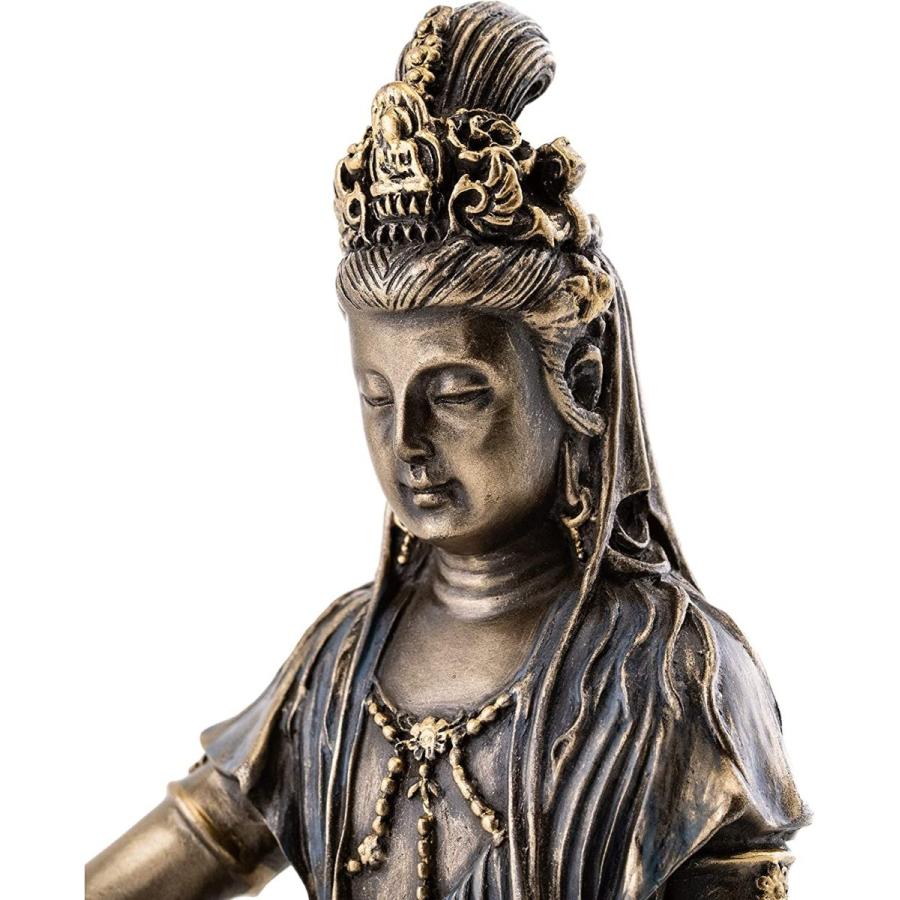 水月観音ブロンズ風彫像 仏教女神彫刻 高さ 約15cm/ 心の浄化 水月観音ブロンズ風彫像 仏教女神彫刻 高さ 約15cm/ 心の浄化
