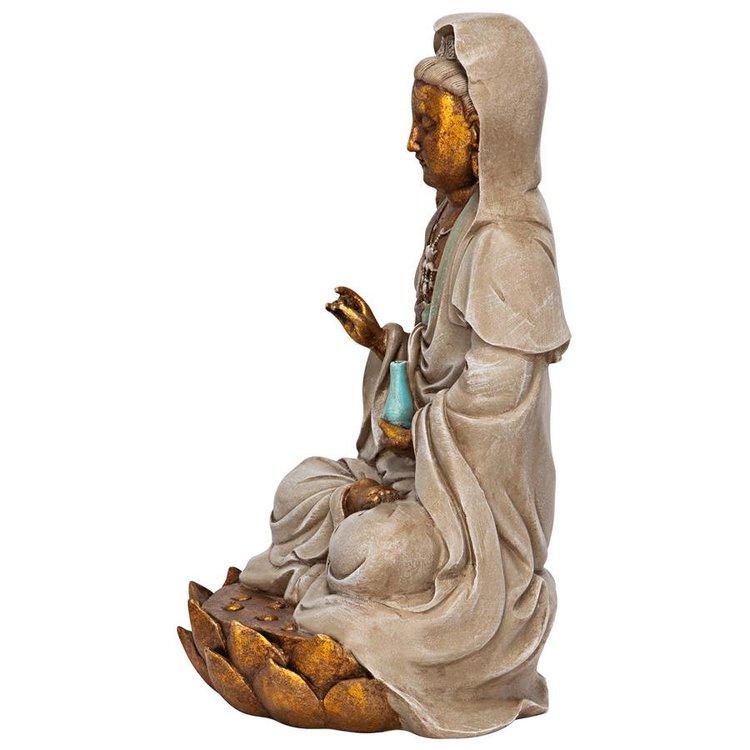 蓮の上に座る観音菩薩(観世音菩薩) 彫刻 彫像/ 大乗仏教 観自在 蓮の上に座る観音菩薩(観世音菩薩) 彫刻 彫像/ 大乗仏教 観自在
