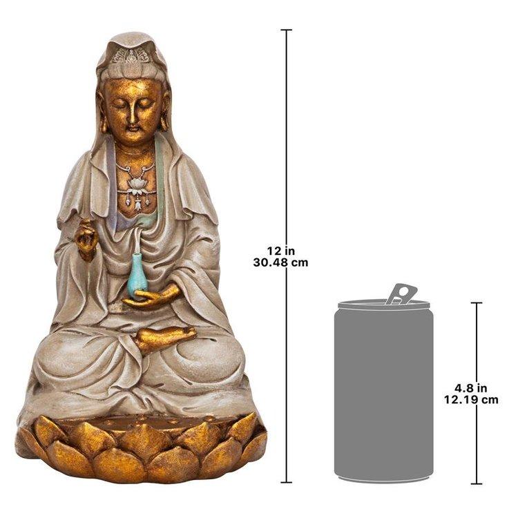 蓮の上に座る観音菩薩(観世音菩薩) 彫刻 彫像/ 大乗仏教 観自在 蓮の上に座る観音菩薩(観世音菩薩) 彫刻 彫像/ 大乗仏教 観自在