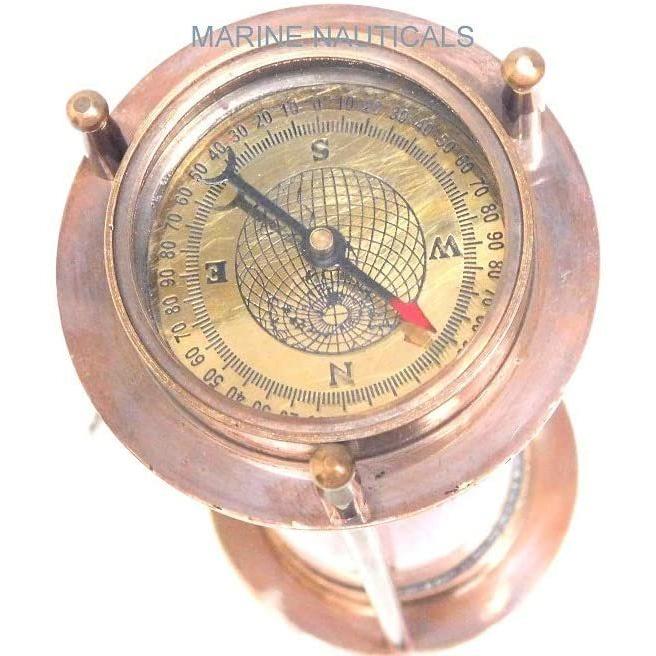 ドイツ製 箱入り真鍮製 羅針盤コンパス マリンアンティーク 航海用品