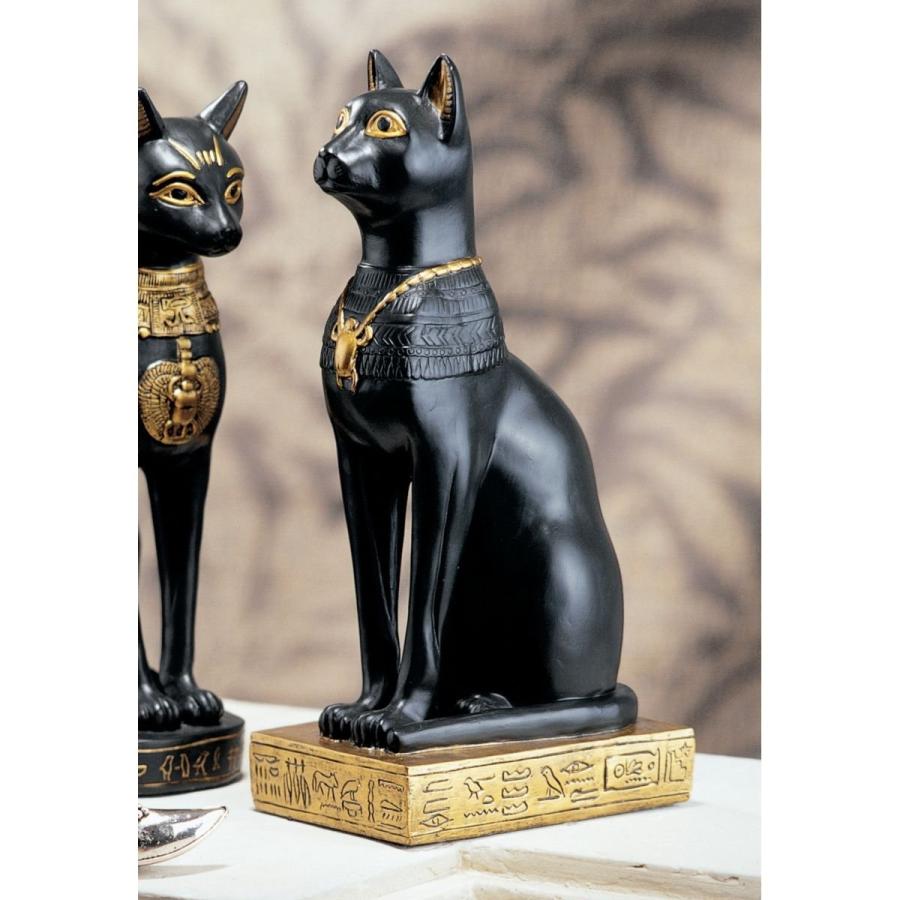 古代エジプト バステト神 (猫の女神 彫像）マットブラック仕上げ彫刻 