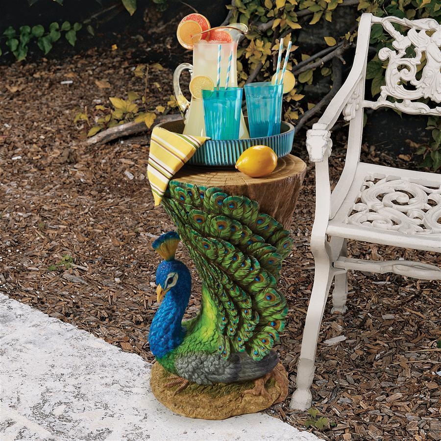 最大86%OFFクーポン鮮やかな羽色のピーコック（孔雀）彫刻 ガーデン・テーブル装彫工芸 彫像インテリア トロピカル（輸入品