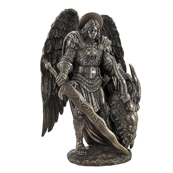 大天使聖ミカエルと、ドラゴンの首 彫像/ ミハイル 守護天使 旧約聖書
