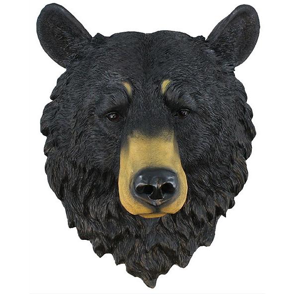 野生の黒熊(クマ) 頭部壁彫刻 彫像/ ハンティングトロフィー VIPルーム