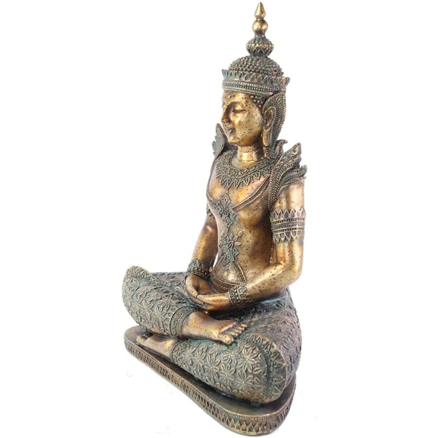風水吉兆 ブロンズ風 印相を、組む、タイ式 仏像装飾 心の平安の